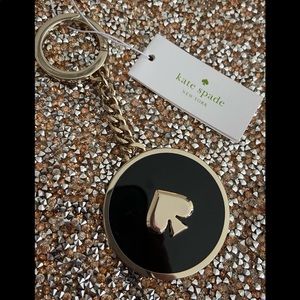 Kate Spade NEW black & gold logo keychain/fob
